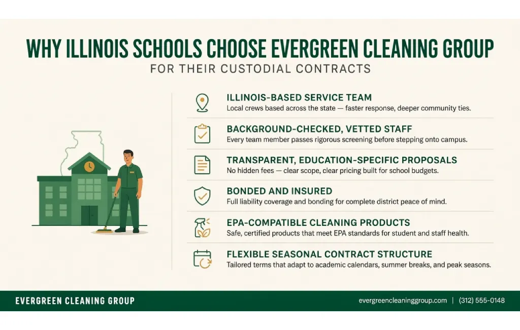 Why Illinois Schools Choose Evergreen Cleaning Group for Their Custodial Contracts